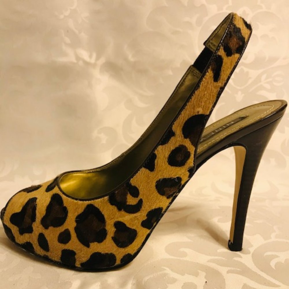 Nine West leopard platform sandals 6